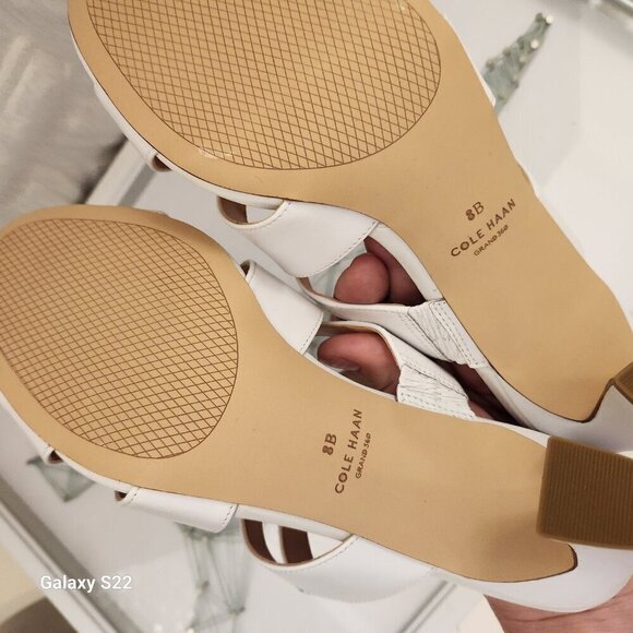 Cole Haan Size 8.5 Alyse Heeled White 3" Sandals. NIB. Size 8 - Picture 10 of 11